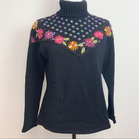 VTG 80S LUISA SPAGNOLI BLUE WOOL ITALIAN DESIGNER JUMPER UK 6 XS